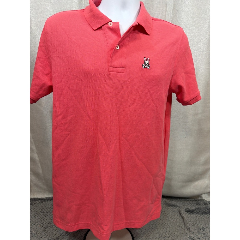 Psycho Bunny Mens Coral Pink Pima Cotton Short Sleeve Polo Shirt Size 4 M